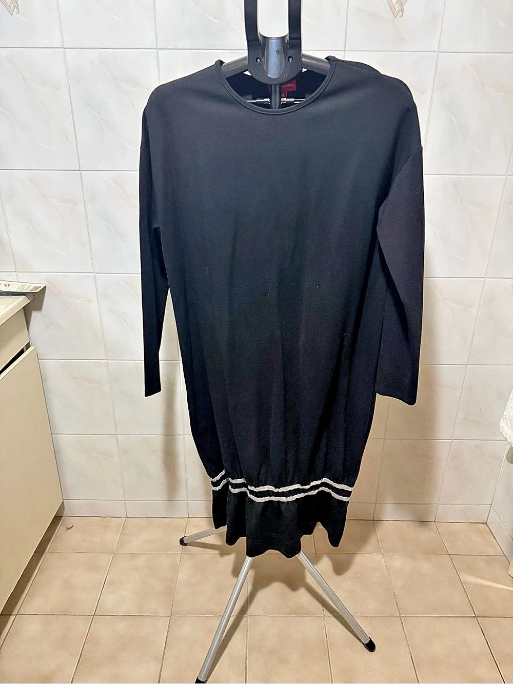 The Lines In Between Long Sleeve Maxi Dress in Black Size Medium